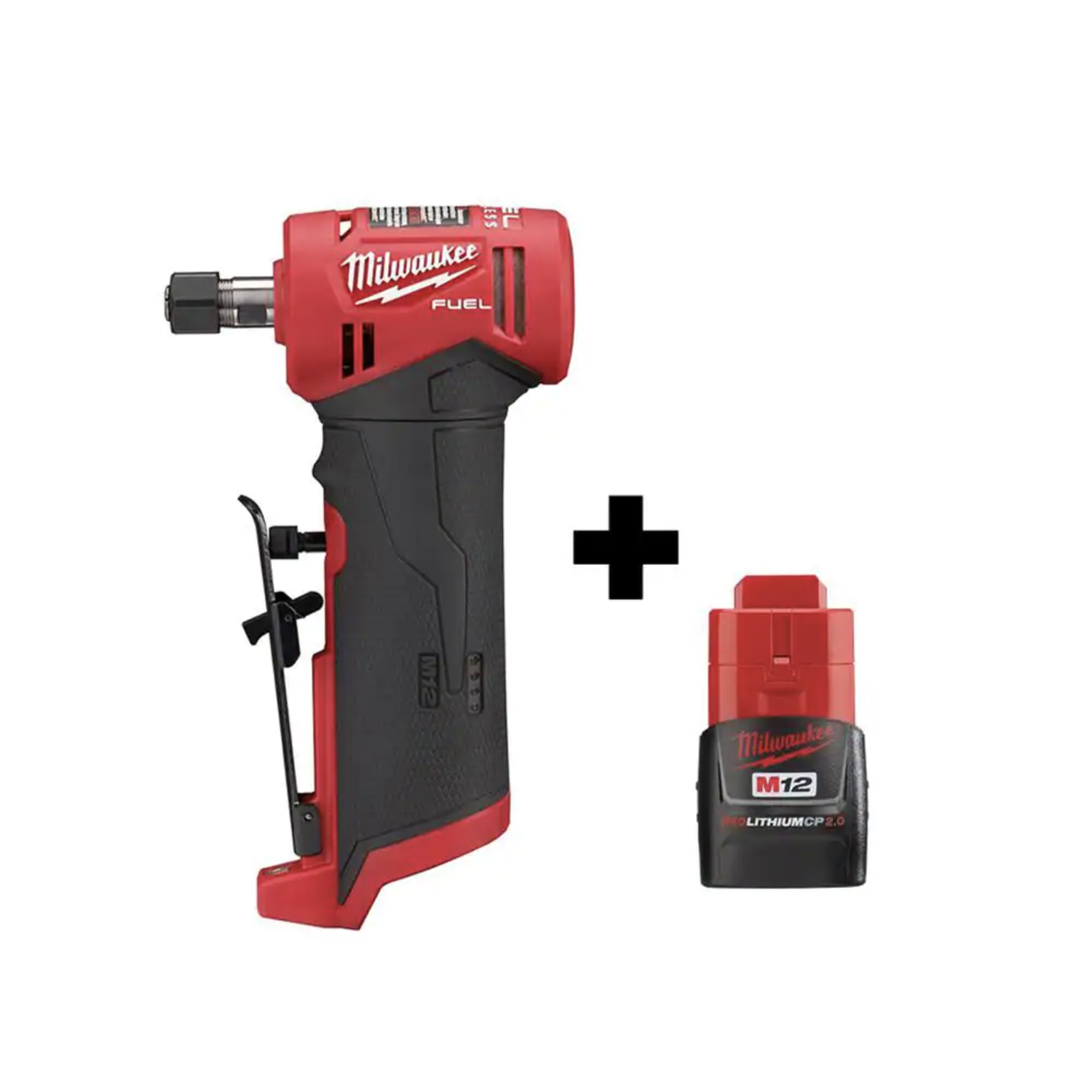 Milwaukee M12 FUEL 12V Lithium-Ion Brushless Cordless 1/4 in. Right Angle Die Grinder with M12 2.0 Ah Battery (2485-20-48-11-2420)