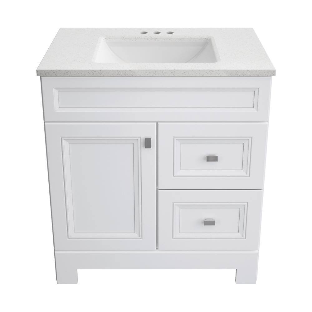 Home Decorators Collection Sedgewood 30.5 in. W x 18.8 in. D x 34.4 in. H Freestanding Bath Vanity in White with Arctic Solid Surface Top PPLNKWHT30D