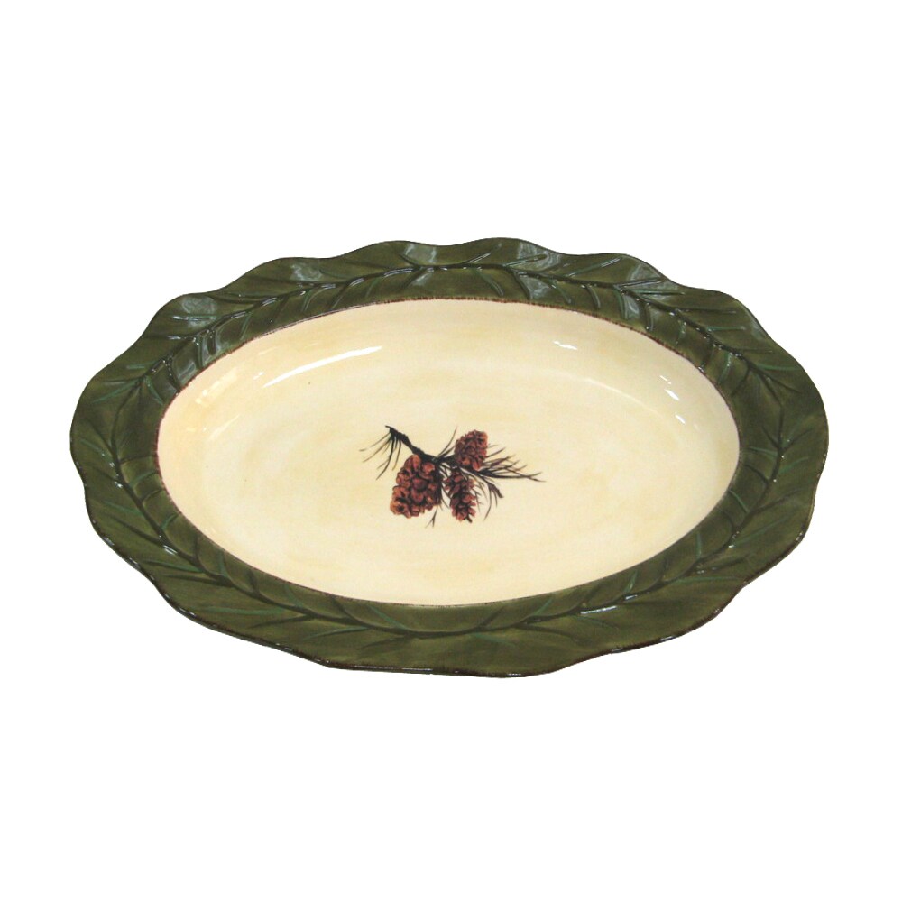 Paseo Road by HiEnd Accents Pine Cone Ceramic Serving Platter