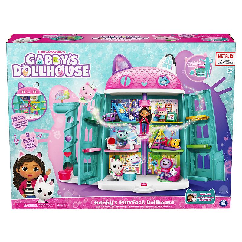 Spin Master DreamWorks Gabby's Dollhouse Purrfect Dollhouse with 2 Toy Figures and Accessories