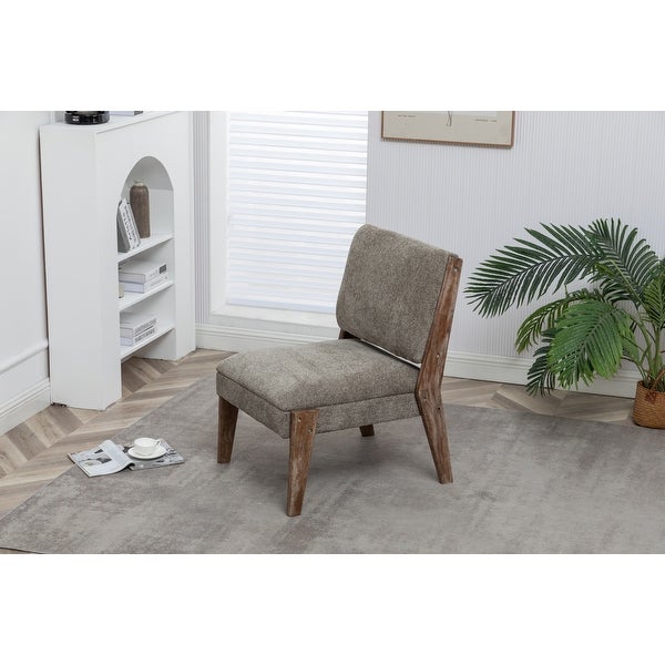 Premium Chenille Slipper Accent Chair with Wooden Legs， High-Density Foam Padded Upholstery， Armless Chair