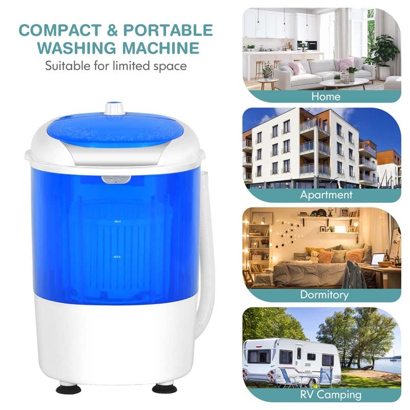 5.5lbs Portable Mini Washing Machine with Spin Dryer & Drain Hose, Semi-Auto Laundry Washer for Dorm RV