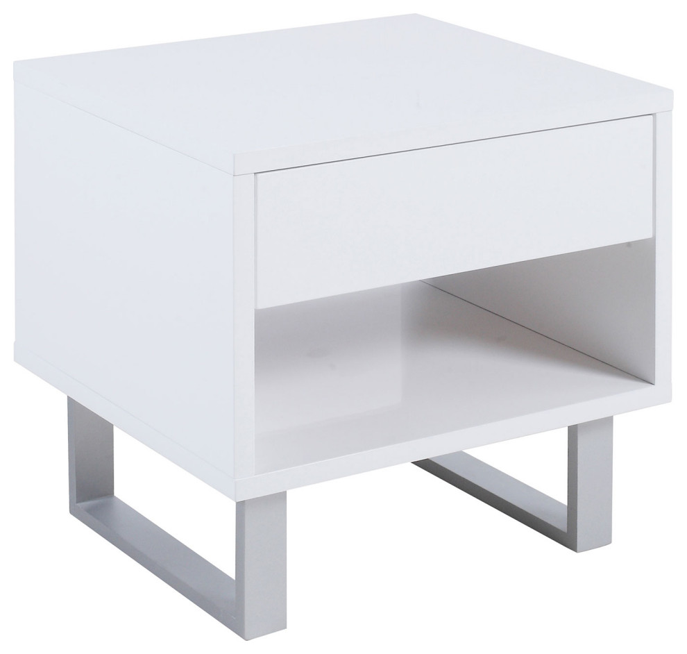 Atchison 1 drawer End Table High Glossy White   Modern   Side Tables And End Tables   by Modon  Houzz