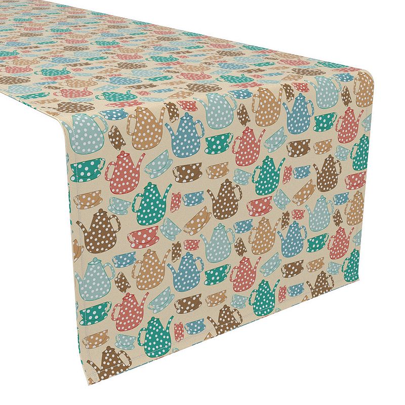 Table Runner， 100% Polyester， 12x72， Polka Dot Tea Time