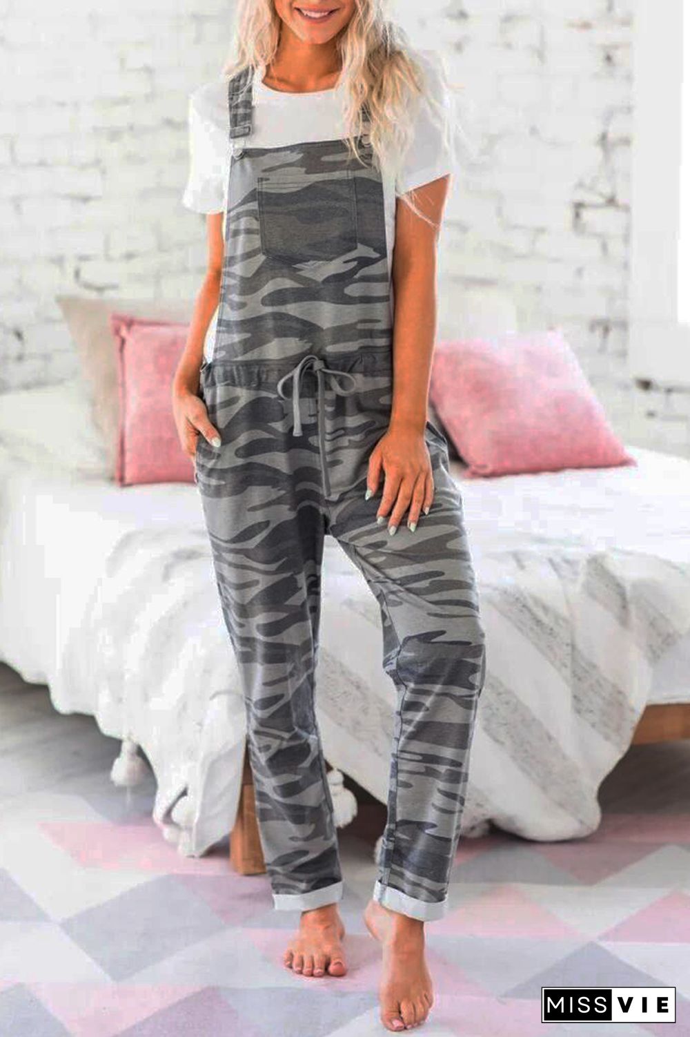 Camouflage Print Overall Jumpsuit