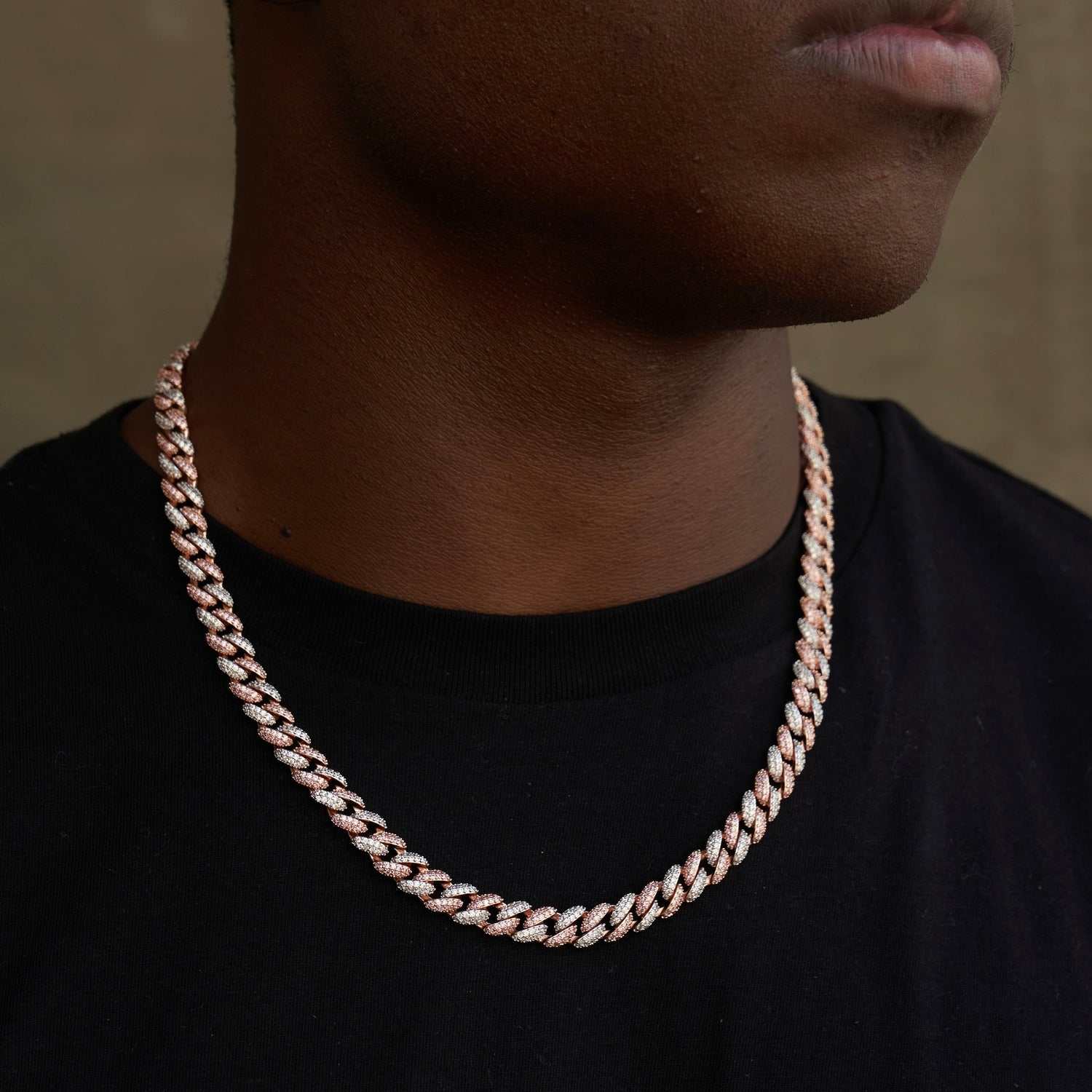 Diamond Cuban Chain in Rose/White Gold - 8.5mm