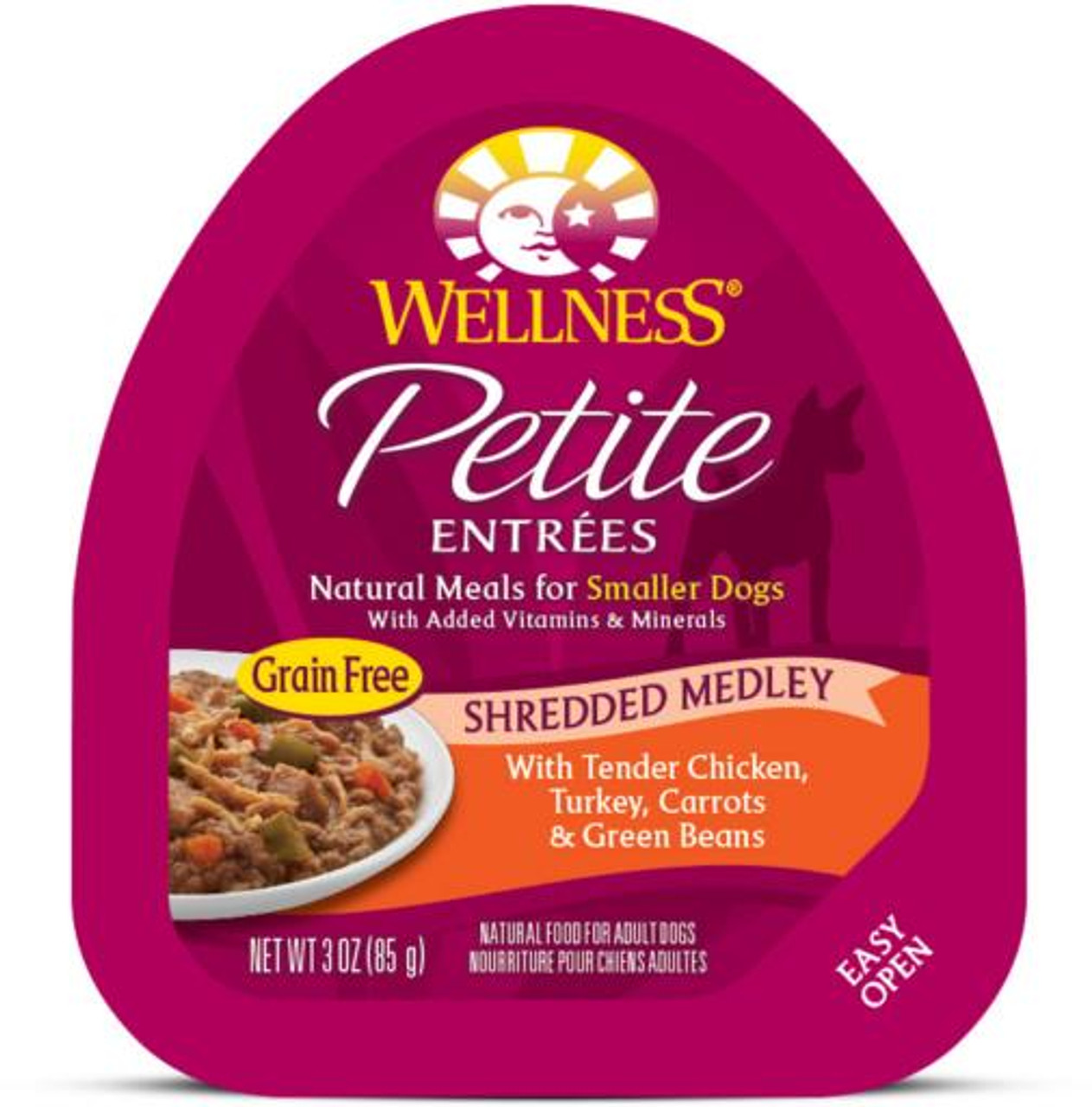 Wellness Small Breed Petite Entrees Shredded Medley Wet Dog Food， 3 Oz.