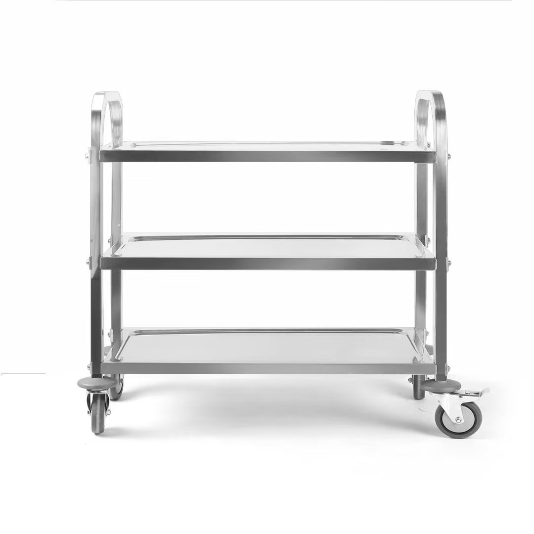 Nisorpa 3 Tier Stainless Steel Utility Rolling Cart Catering Trolley， BBQ， Summer Party， 37.4