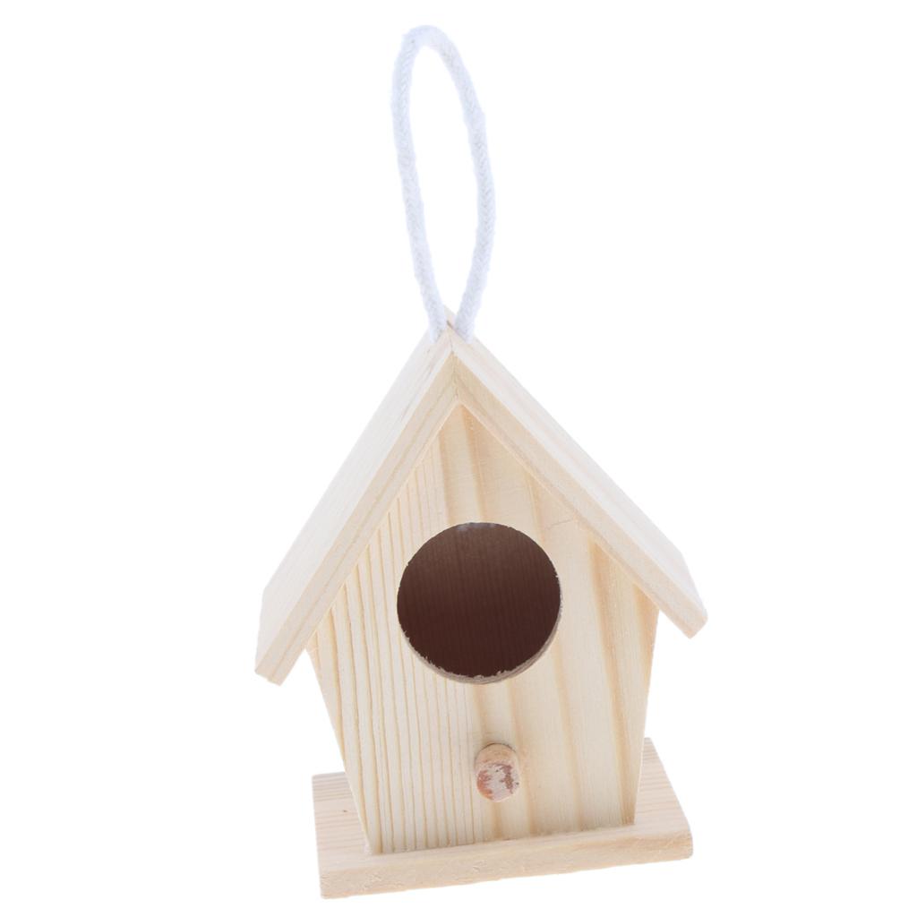 2Pcs Handmade Swing Unfinished Wood Birdhouse DIY Cage Bird House