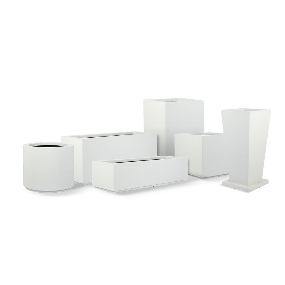 PolyStone Planters Milan Tall 46 in. x 17 in. White Composite Trough 1001