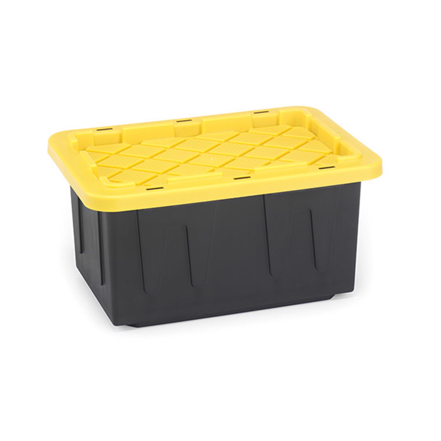 Homz Durabilt 15 gal Black/Yellow Storage Tote 12-1/4 in. H X 26 in. W X 17-3/4 in. D Stackable