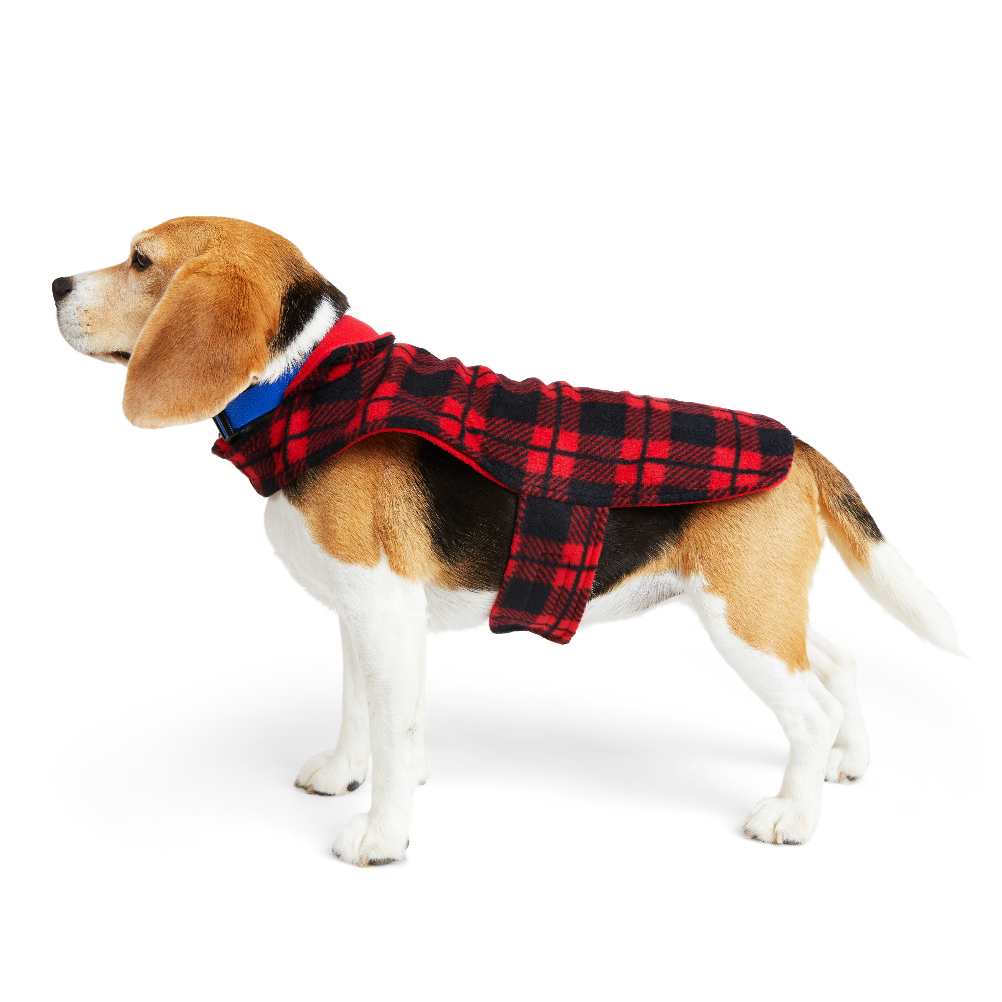 YOULY Red Check Cozy Dog Coat， X-Small/Small