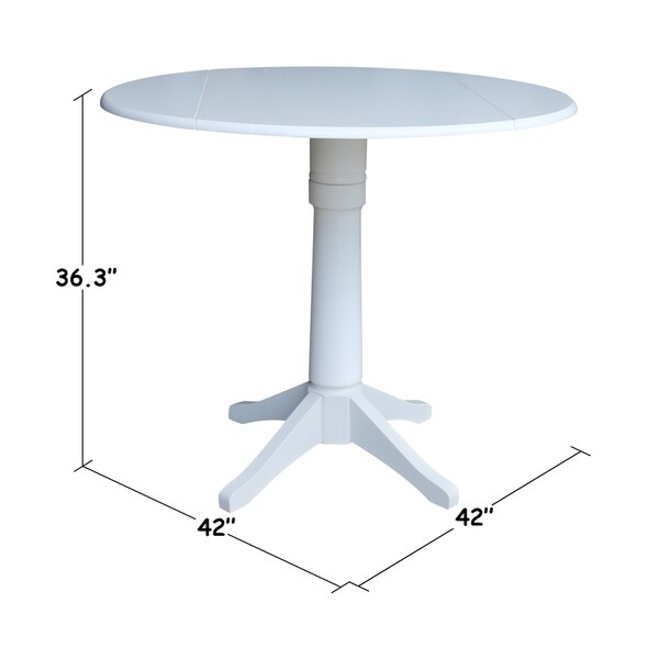 42 in Round Top Dual Drop Leaf Pedestal Table - White