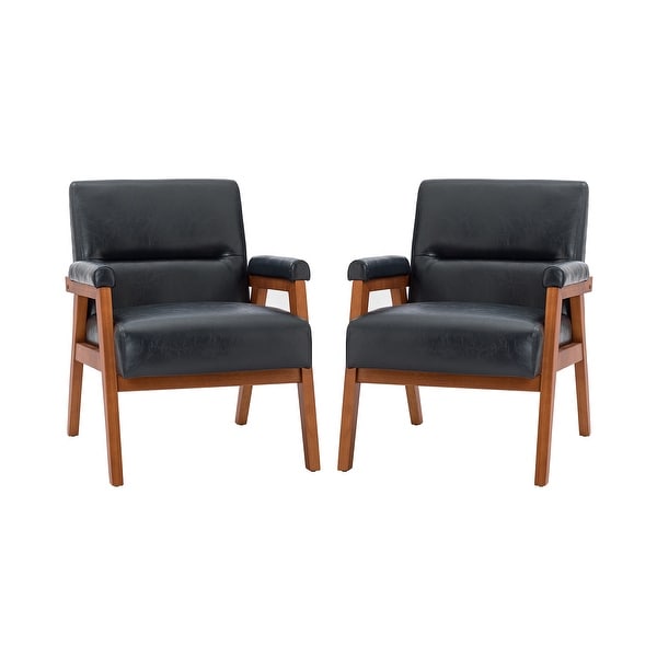 Philipp Modern Leather Armchair with Tufted Design Set Of 2 by HULALA HOME