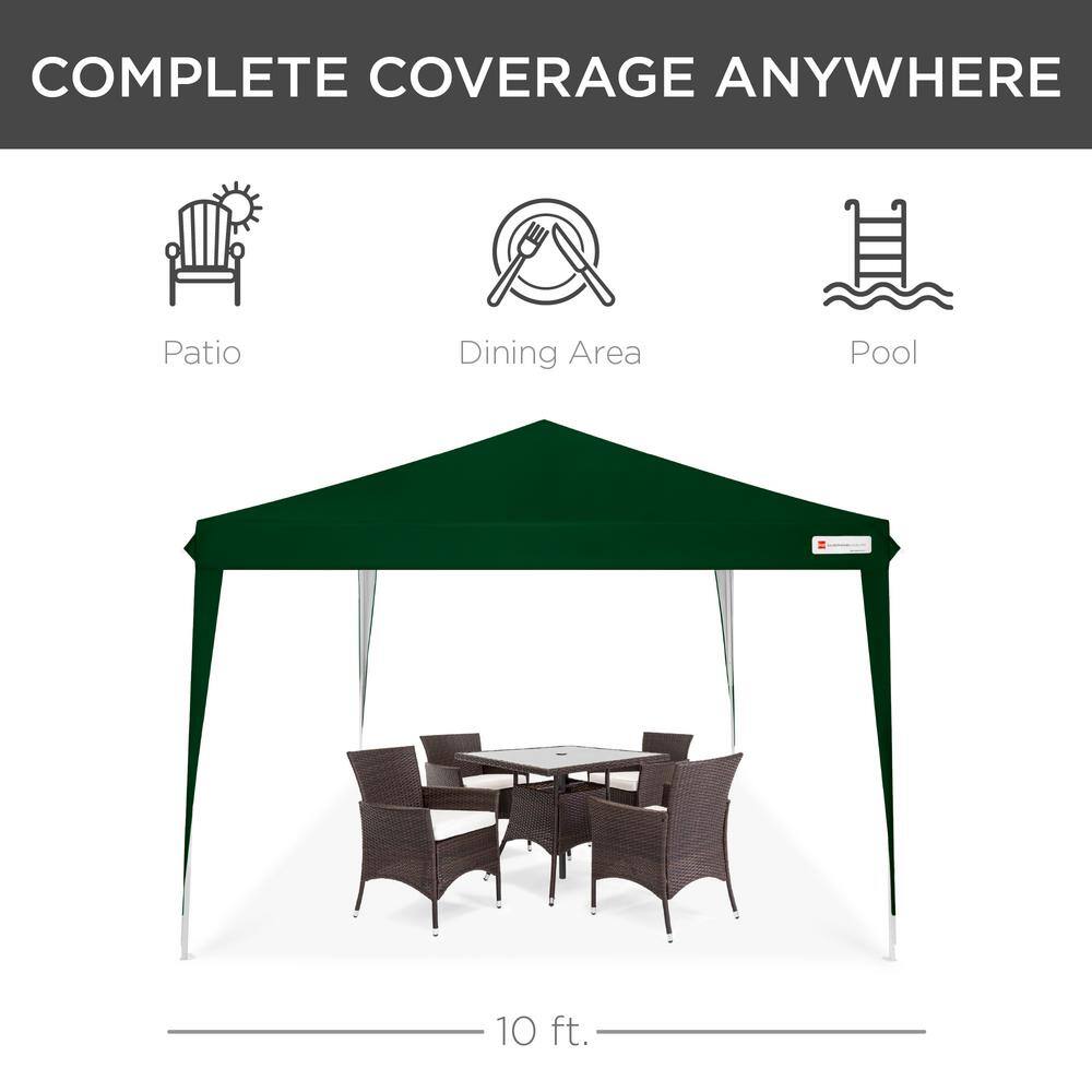 Best Choice Products 10 ft. x 10 ft. Forest Green Portable Adjustable Instant Pop Up Canopy wCarrying Bag SKY6970