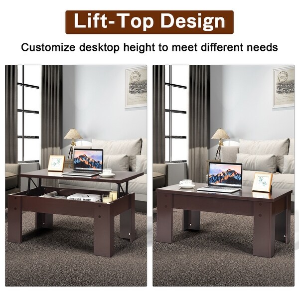 Costway Lift Top Coffee Table Pop-UP Cocktail Table w/Hidden - See Details