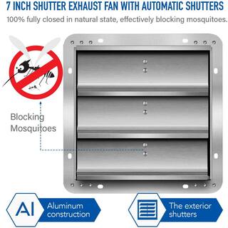 Aoibox 7 Inch Aluminum Shutter Exhaust Fan in Silver High Speed 1680 RPM 760 CFM 1-Pack SNMX5169