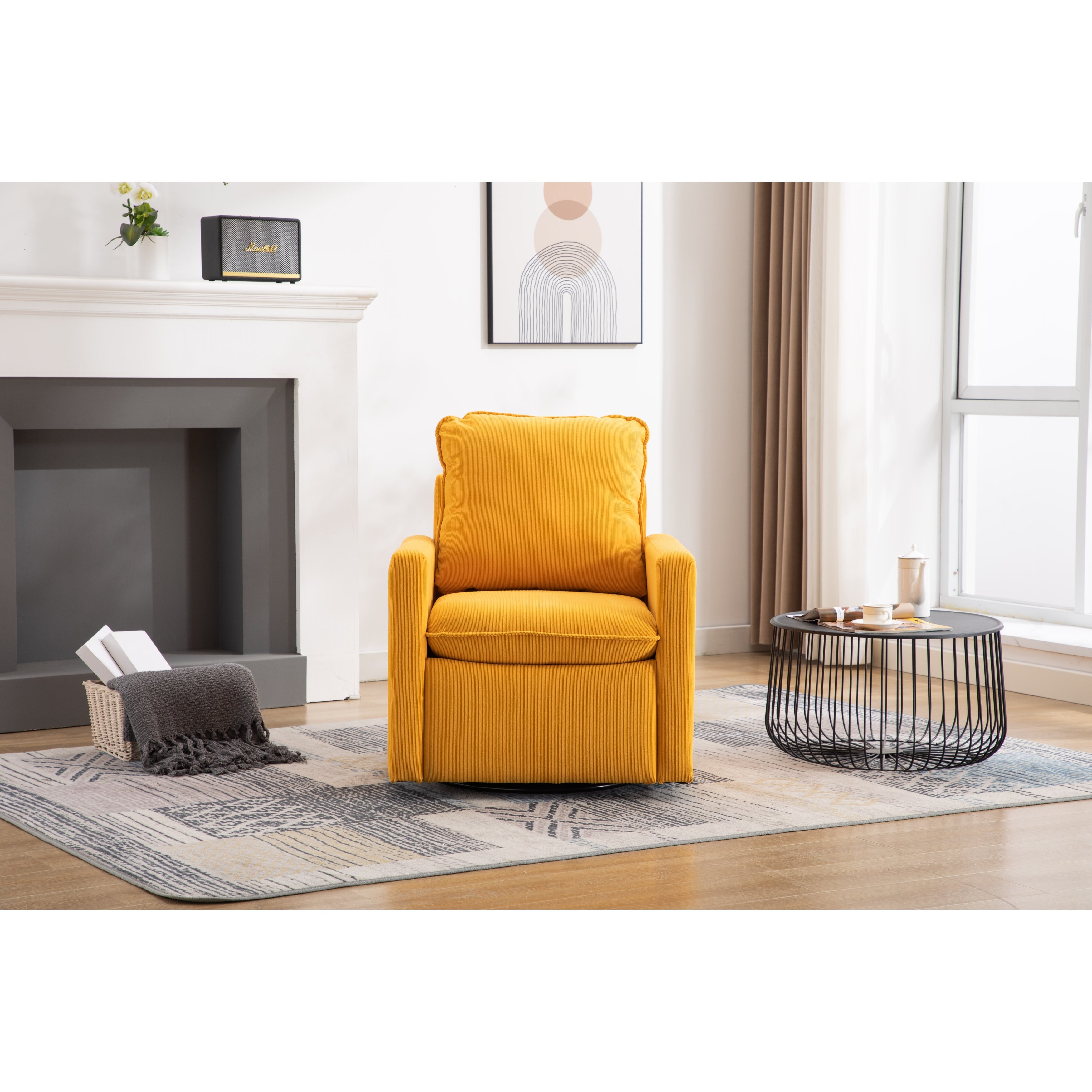 Swivel Round Accent Chair Lounge Sofa for Livingroom， Musterd yellow