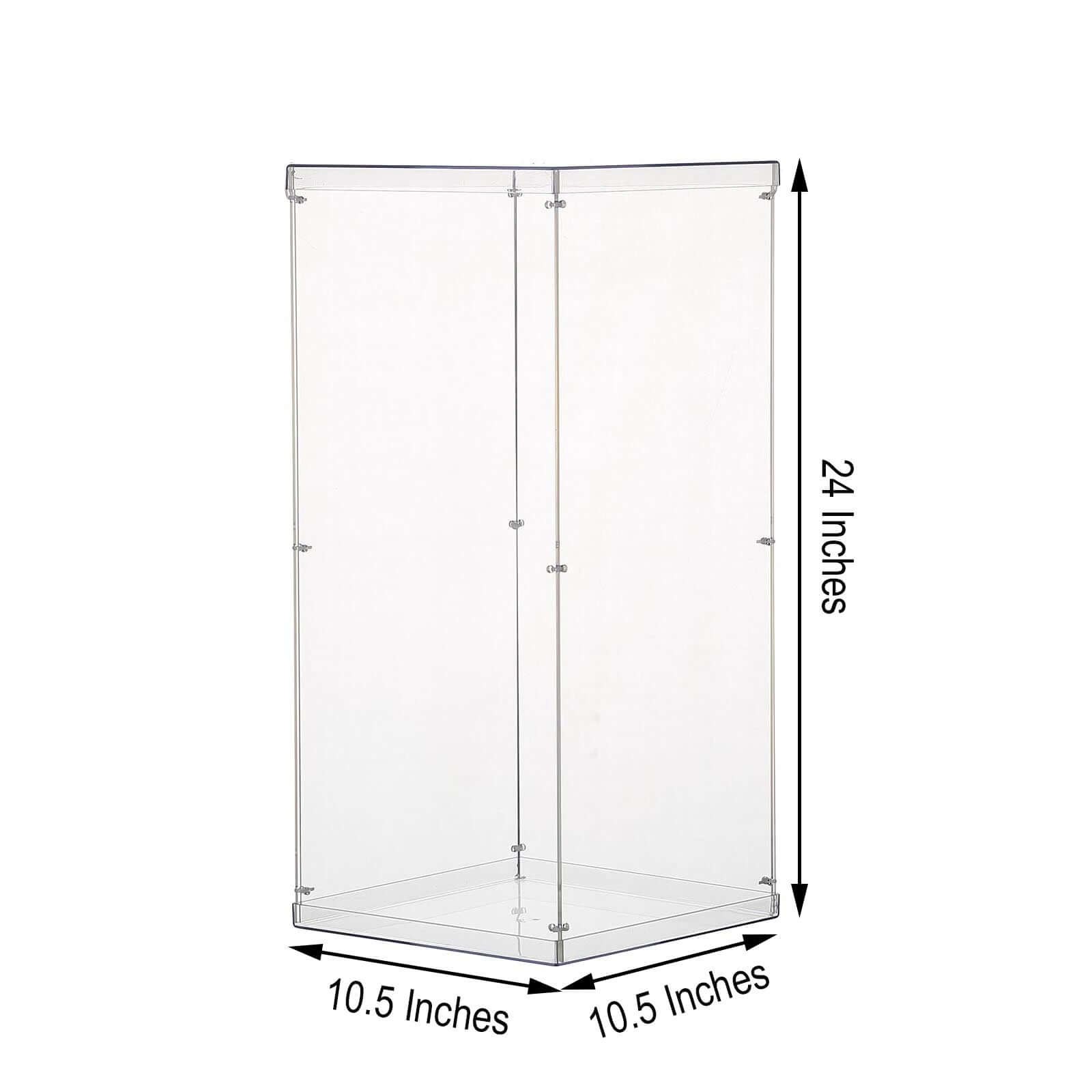 Clear Acrylic Pedestal Riser, Transparent Display Box with Interchangeable Lid and Base 24