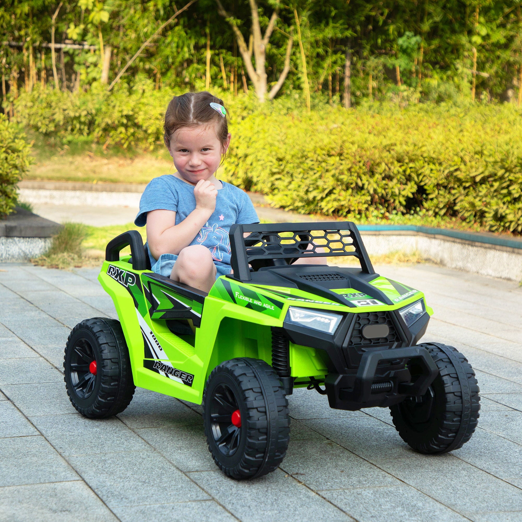 12 V ATV Quad Powered Ride-On for 3 to 6 Years Old, Kids Battery Powered Electric Vehicle with LED Lights-Green