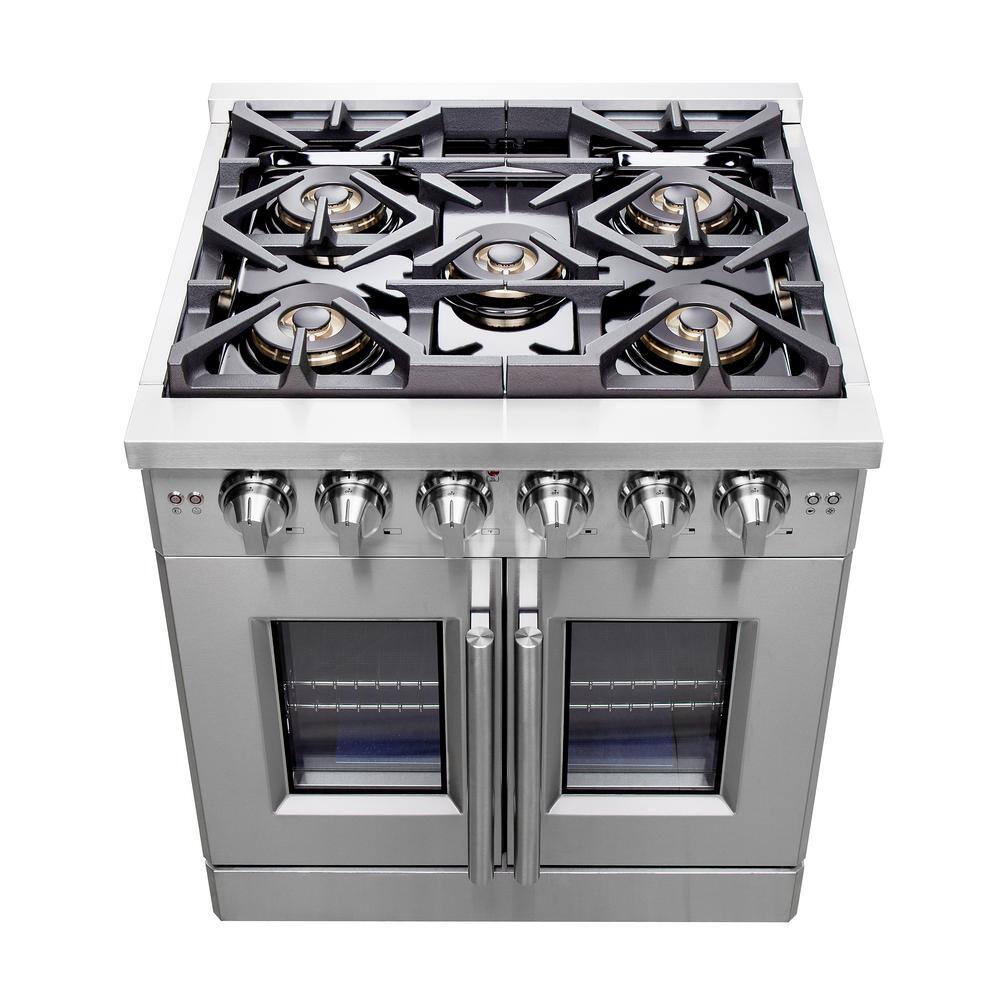 Forno Capriasca 30 in. Freestanding French Door Double Oven Dual Fuel Range 5 Burner Stainless Steel FFSGS6460-30