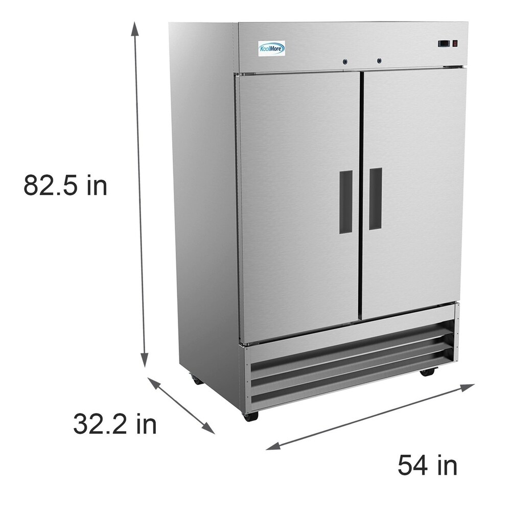 KoolMore 54 Inch 2 Door Stainless Steel Reach in Commercial Freezer 47 cu. ft.