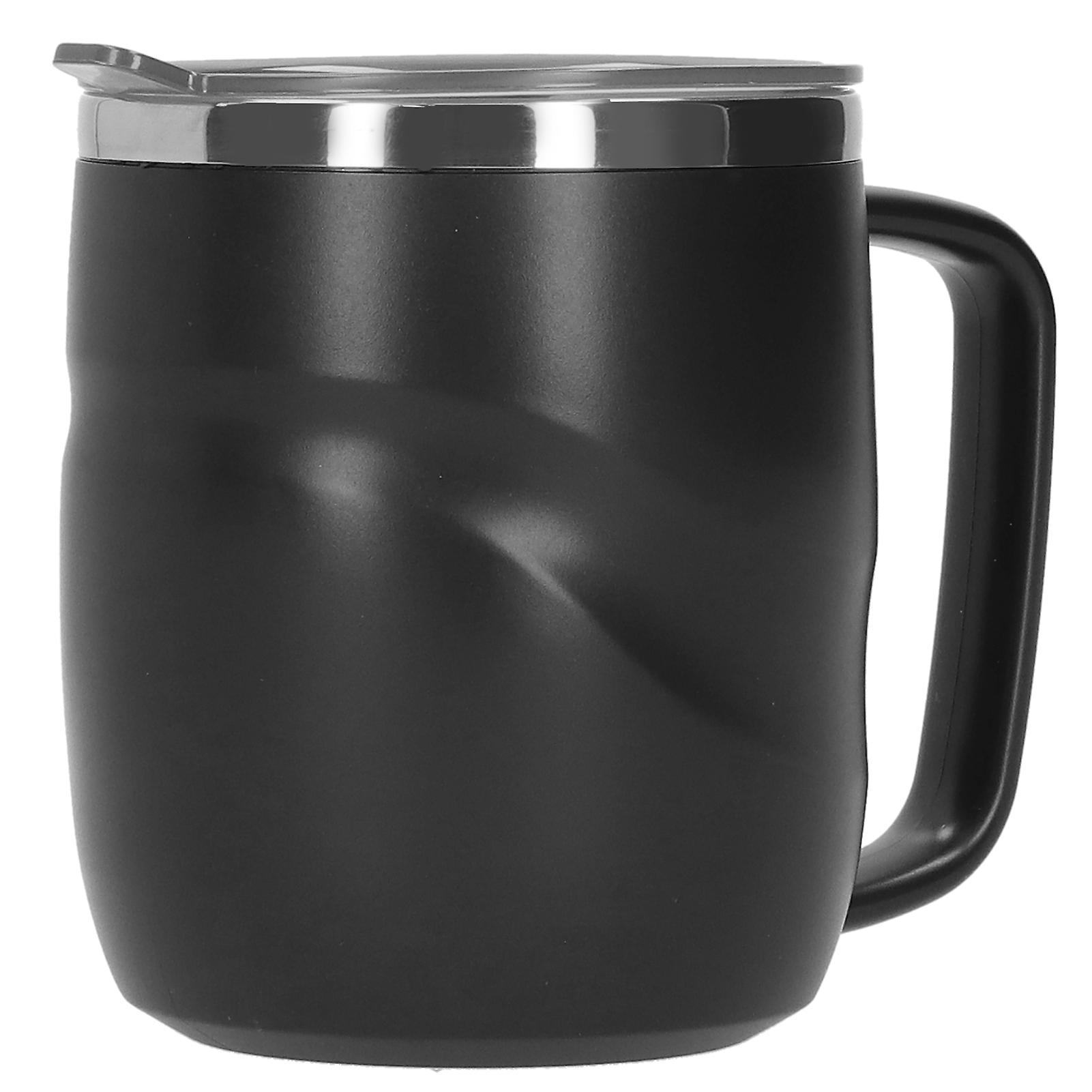 14oz Mug Coffee Cup Stainless Steel Creativity Household Water Cup with Cover Black