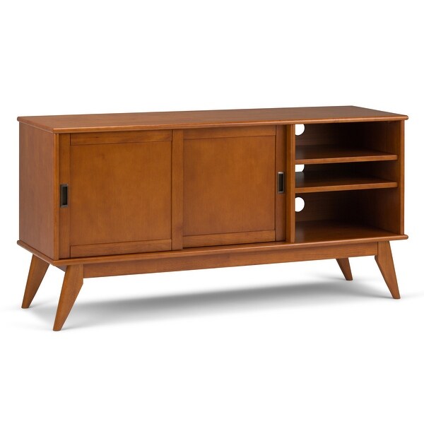 WYNDENHALL Tierney SOLID HARDWOOD 60 inch Wide Mid Century Modern TV Media Stand For TVs up to 65 inches - 60