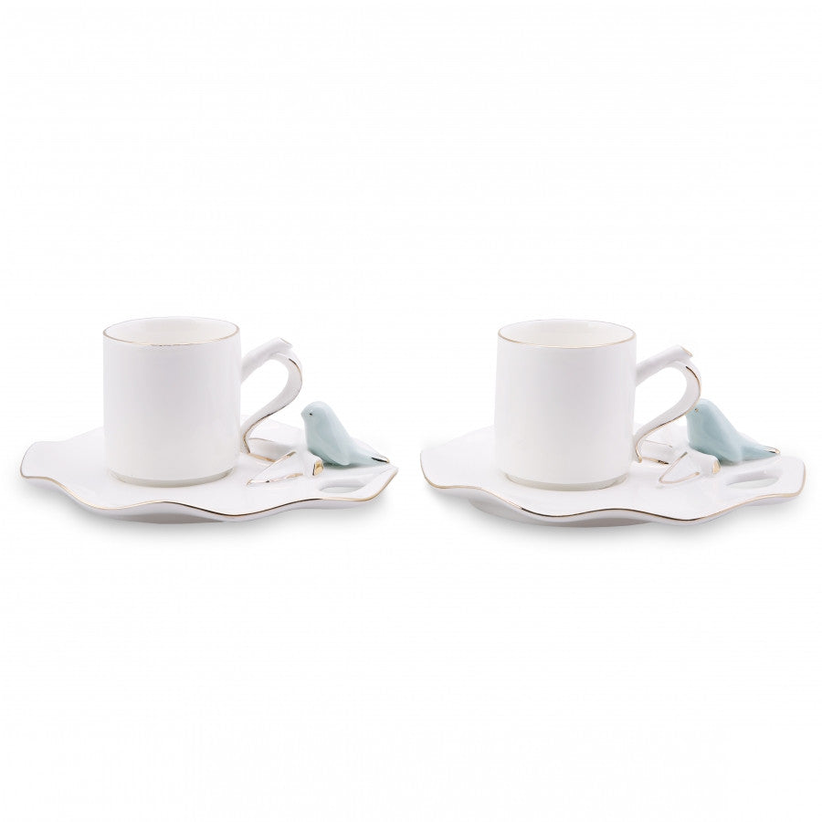 Karaca Lucca Birds Set Of 2 Coffee Cups Mint 153.03.07.2784