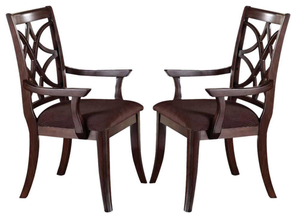 Acme Keenan Dining Arm Chairs  Set of 2  Dark Walnut 60258   Transitional   Dining Chairs   by Emma Mason  Houzz