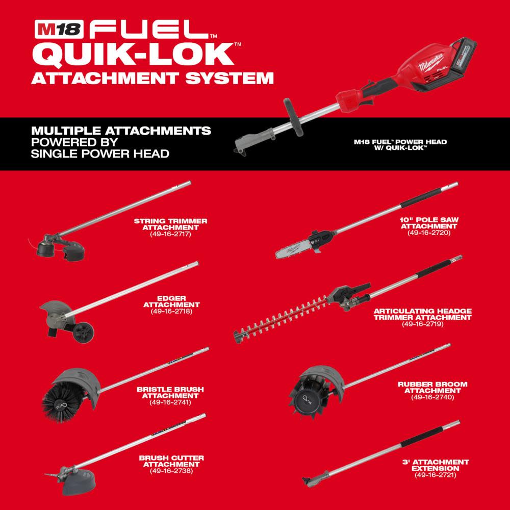 Milwaukee M18 FUEL QUIK LOK Bristle Brush Attachment and  Rubber Broom Attachment Bundle ;