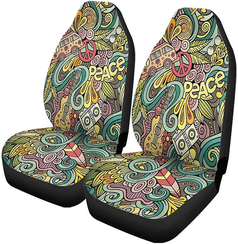 Set Of 2 Car Seat Covers Color Graffiti Universal Auto Front Seats Protector Fits For Car，suv Sedan，truck D---44919