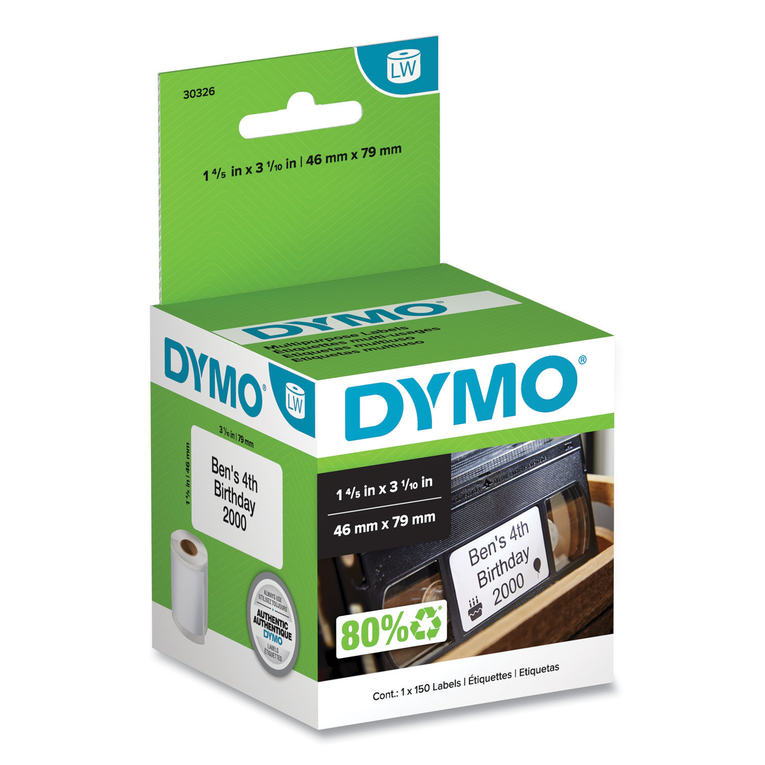 LabelWriter VHS Top Labels by DYMOandreg; DYM30326