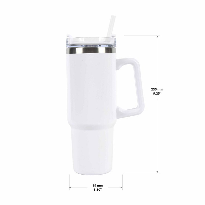 New View Gifts and Accessories Stainless Steel 30-oz. Tumbler with Straw - White