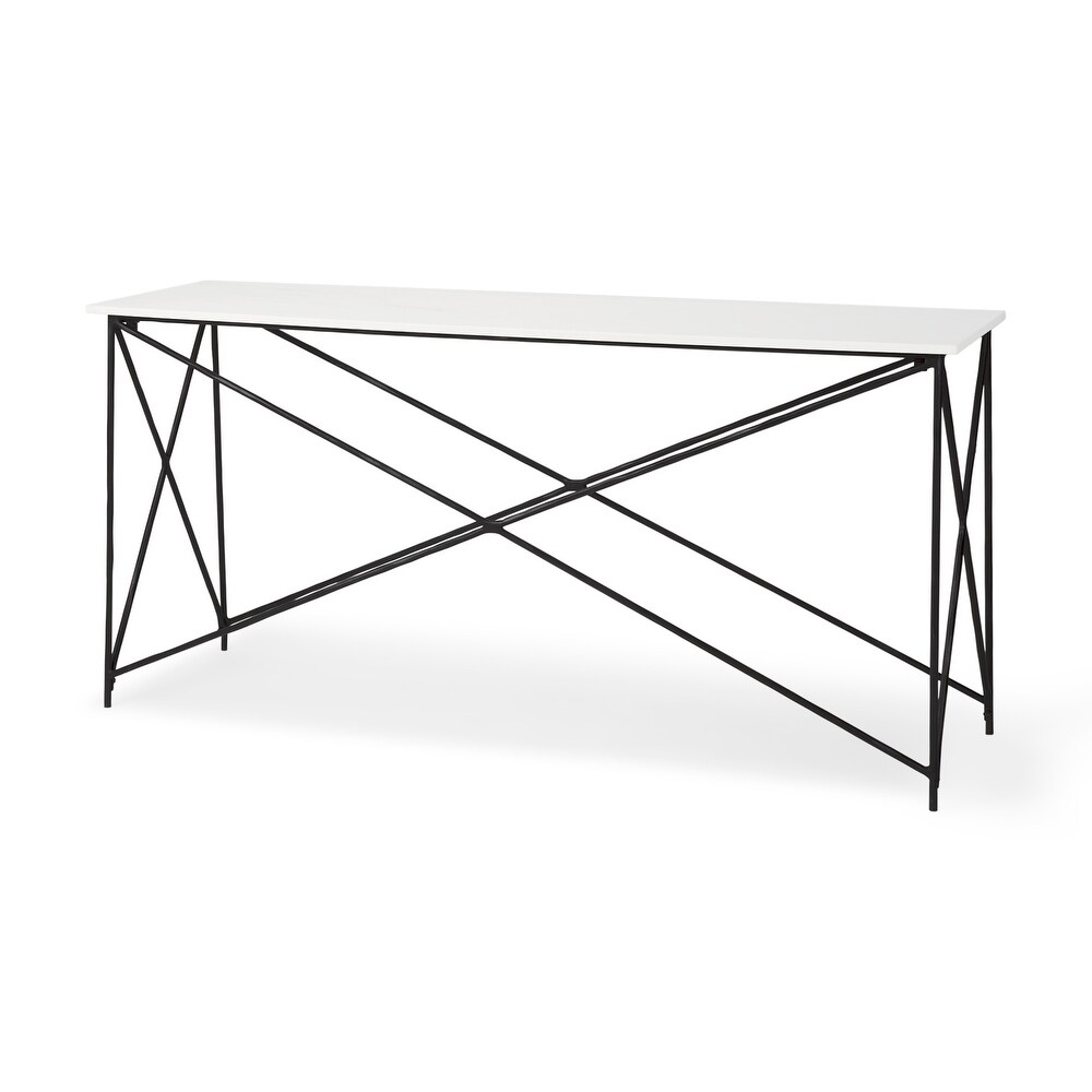 Lorlei Marble Top w/ Black Iron Base Console Table