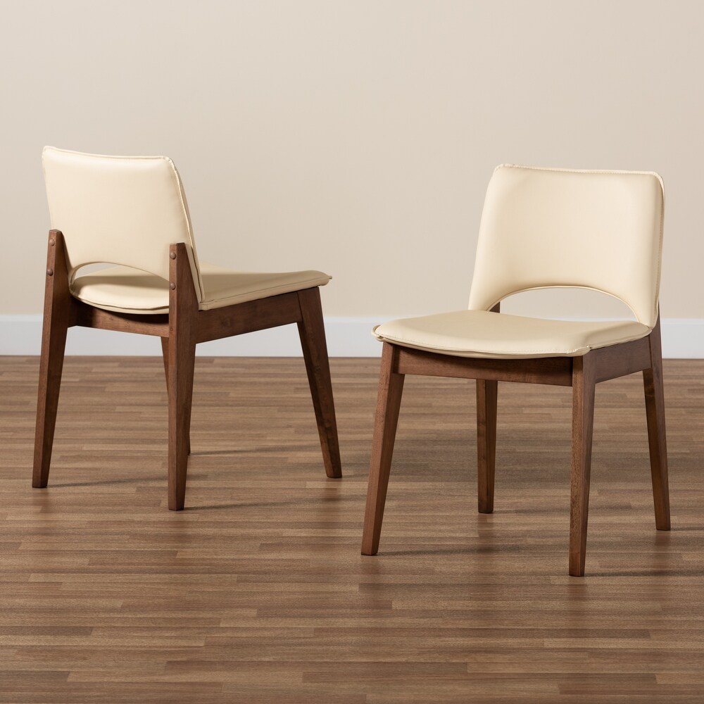 Afton Mid Century Modern 2 Piece Short Back Dining Chair Set