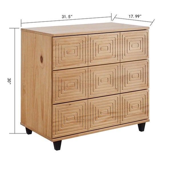 BIKAHOM Solid Wood 3 Drawer Dresser for Bedroom， Storage Organizer for Hallway，Stylish Dressers， Side Table for Living Room