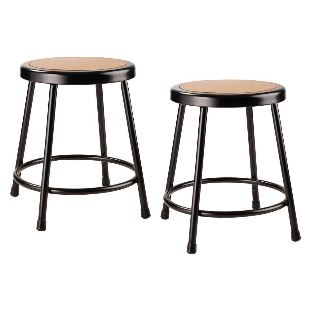 National Public Seating 18 in. Black Heavy-Duty Steel Stool (2-Pack) 6218-102