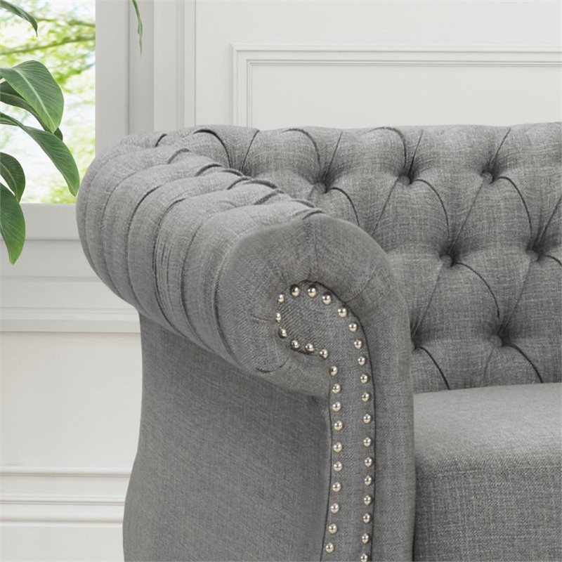 Noble House Westminster Chesterfield Fabric Club Chair in Beige   Traditional   Armchairs And Accent Chairs   by Homesquare  Houzz