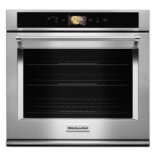 KitchenAid 30 in. Single Electric Smart Wall Oven with Powered Attachments in Stainless Steel KOSE900HSS