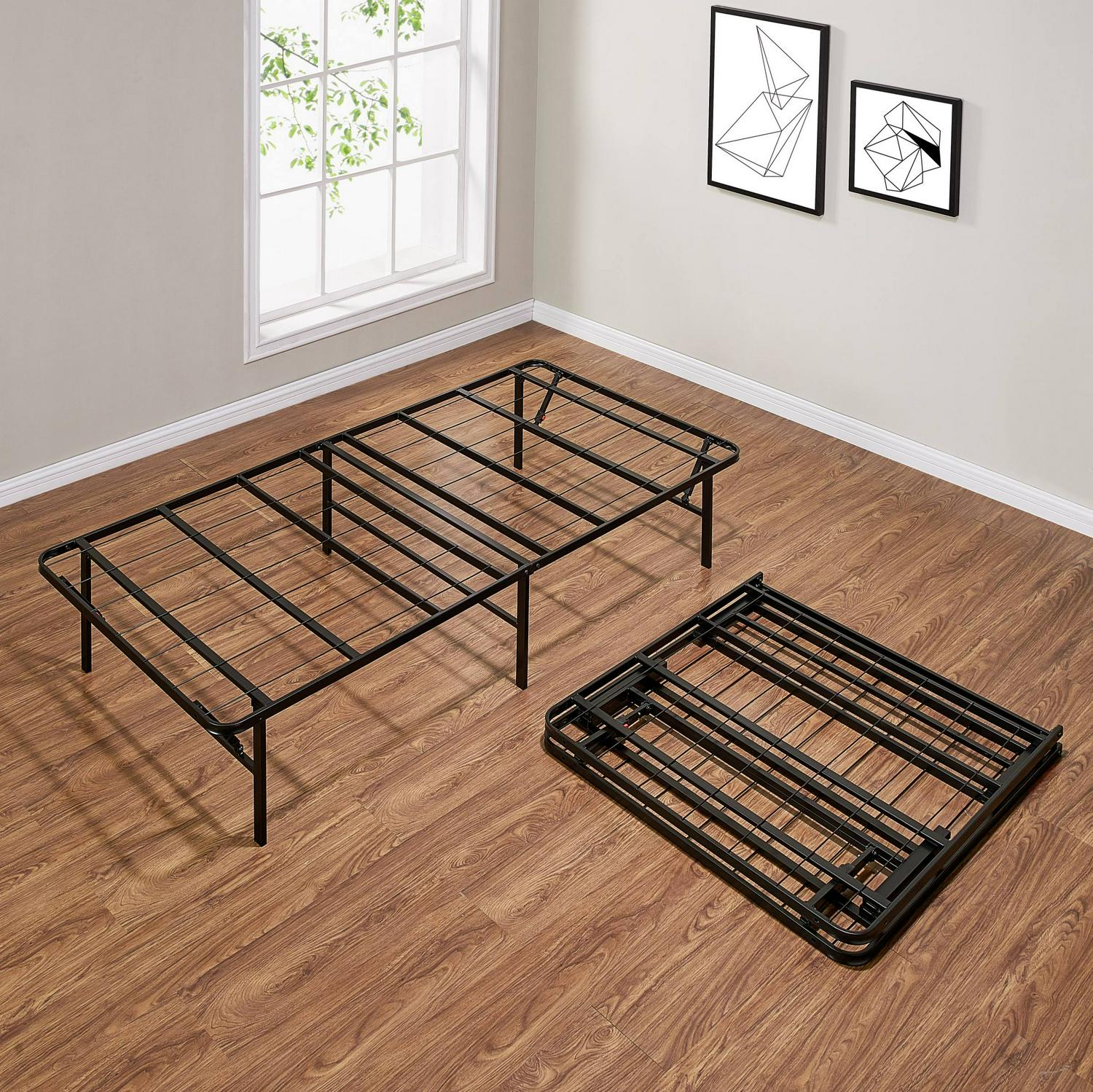 Mainstays 14  High Profile Foldable Steel King Platform Bed Frame Black  Crowdfused