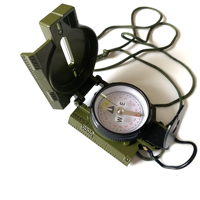 US Phosphorescent Lensatic Compass  Olive Drab Accurate Waterproof Hand Held Compasses with Pouch