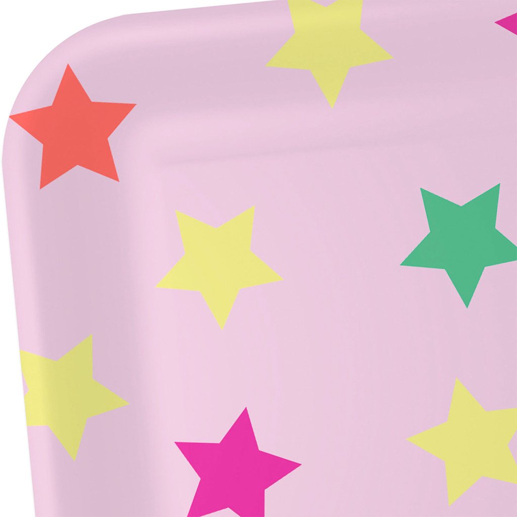 Hallmark  Colorful Stars on Pink Square Dessert Plates, Set of 8