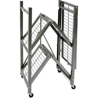 Origami 13.3 in. x 28.75 in. x 35.4 in. R3 Foldable Pewter 3-Tiered Shelving Unit Storage Rack and Wheels (4-Pack) 4 x R3-01W