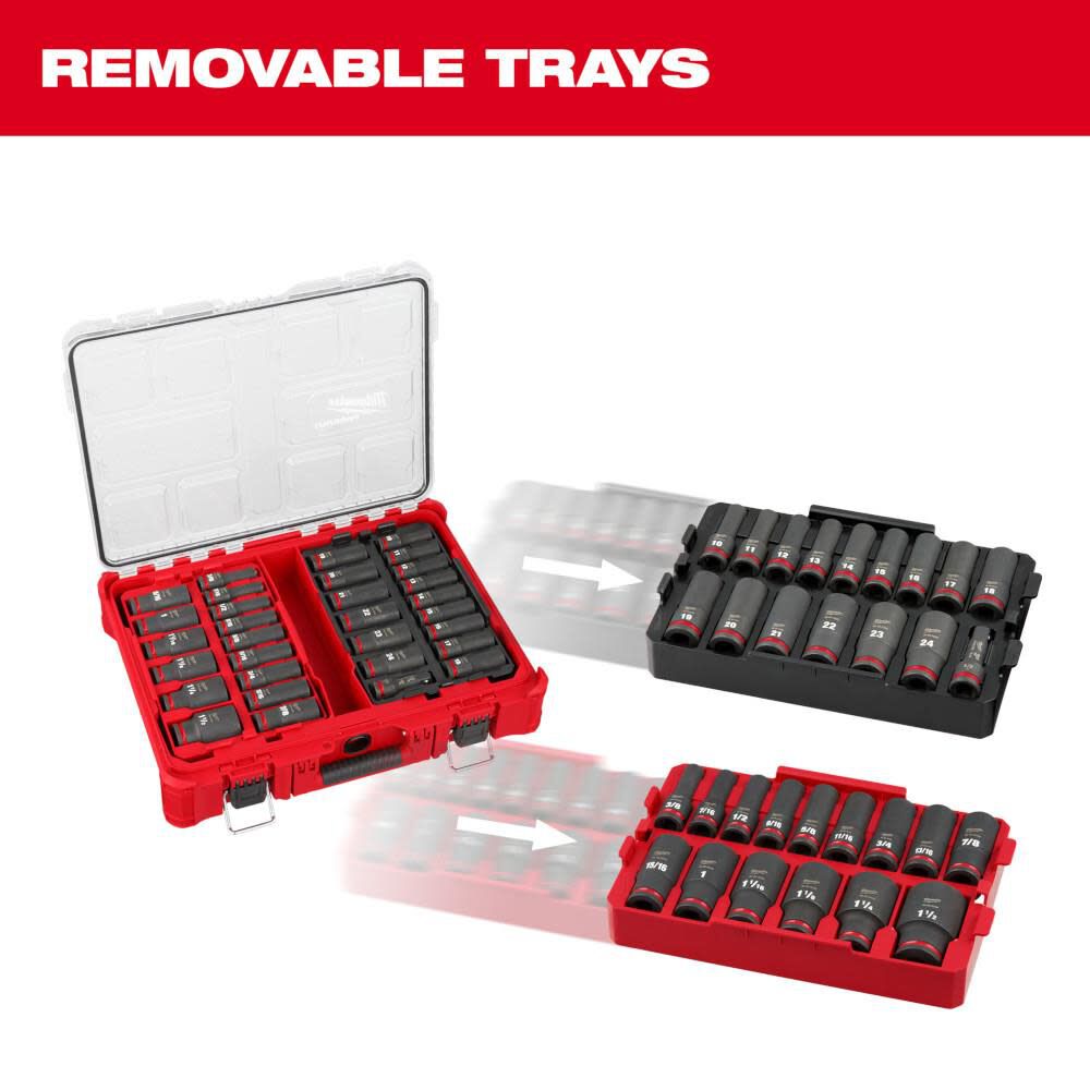 Milwaukee SHOCKWAVE Impact Duty Socket 1/2 Dr SAE/MM PACKOUT Set 31pc 49-66-6806 from Milwaukee