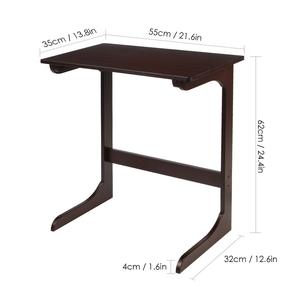 Tv Tray Table Bamboo Tv Dinner Table C Shaped end Table for Sofa Couch Laptop Living Room Bedroom Brown