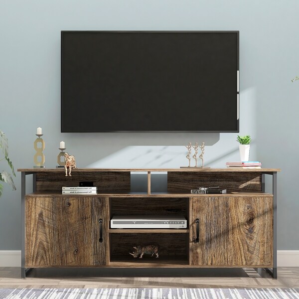 TV Stand ，Modern Wood Universal Media Console with Metal Legs