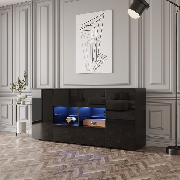 TV cabinet with double doors and drawers is suitable for living room and bedroom