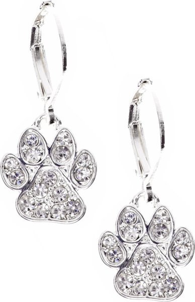 Pet Friends Pave Paw Drop Earrings