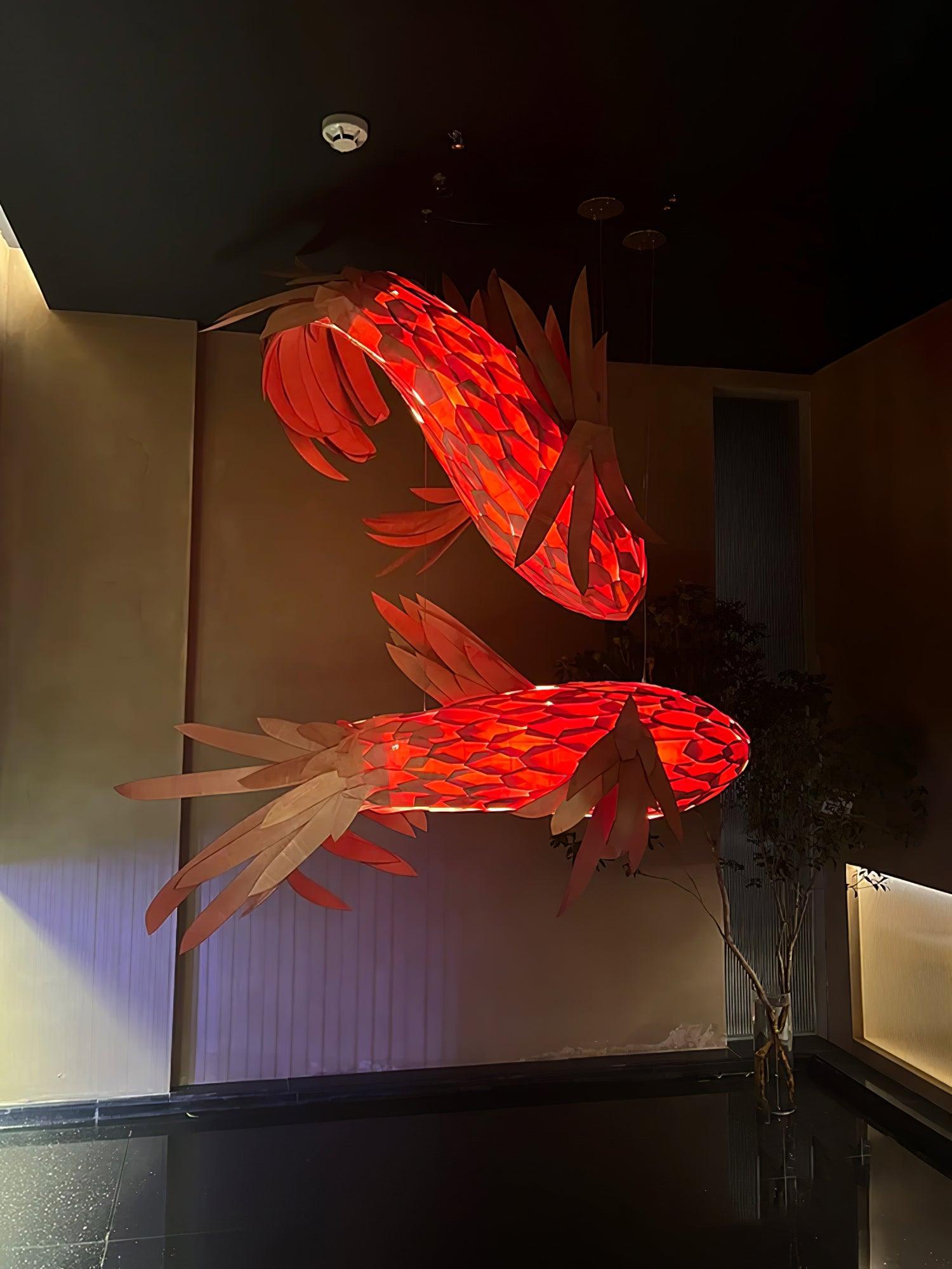 Crimson Swirl Koi Chandelier